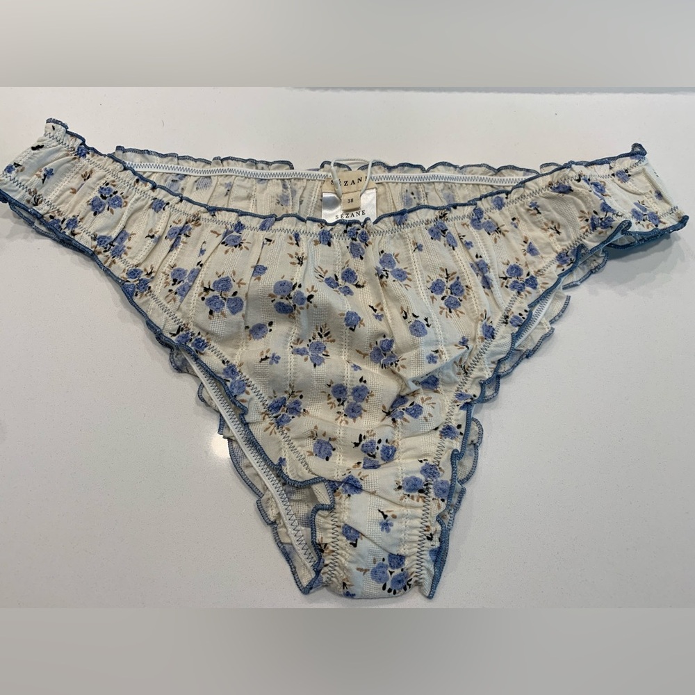 Sezane Blooming Pants in Blue Mini Rose - Picture 3 of 5